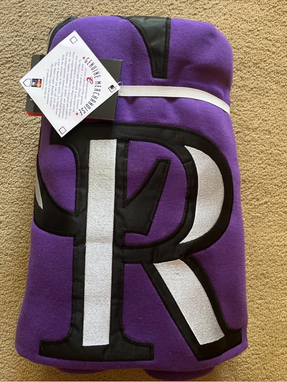 Genuine Merchandise Purple Throw with Black & White Monogram R